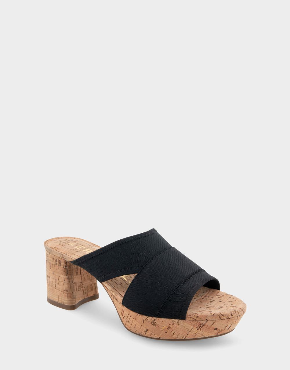 Women's | Carma Black Elastic Combo Elastic Slide Platform Sandal
