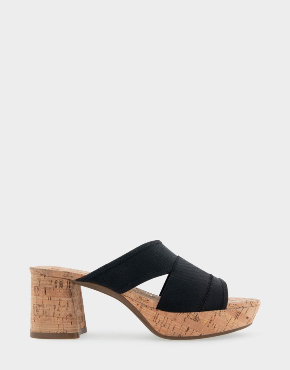 Women's | Carma Black Elastic Combo Elastic Slide Platform Sandal