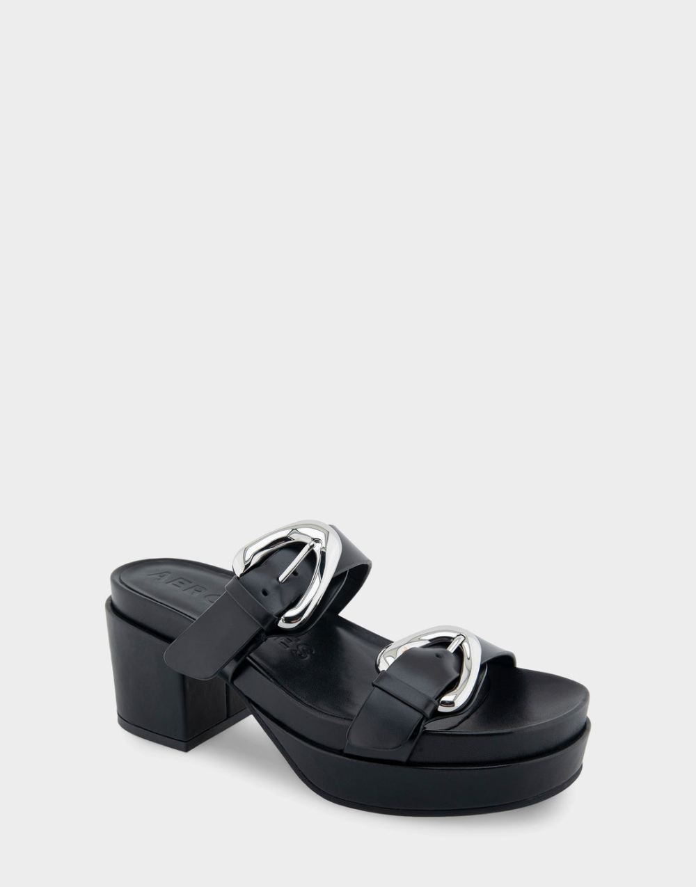 Women's | Chance Black Leather Molded Footbed Platform Slide Sandal Women's | Chance Black Leather Molded Footbed Platform Slide Sandal