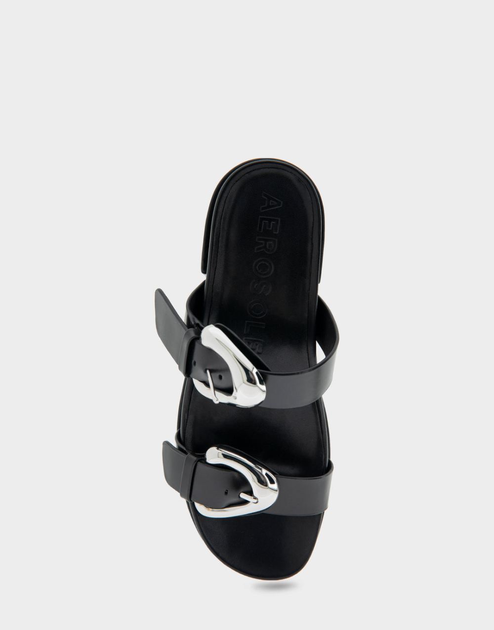 Women's | Chance Black Leather Molded Footbed Platform Slide Sandal