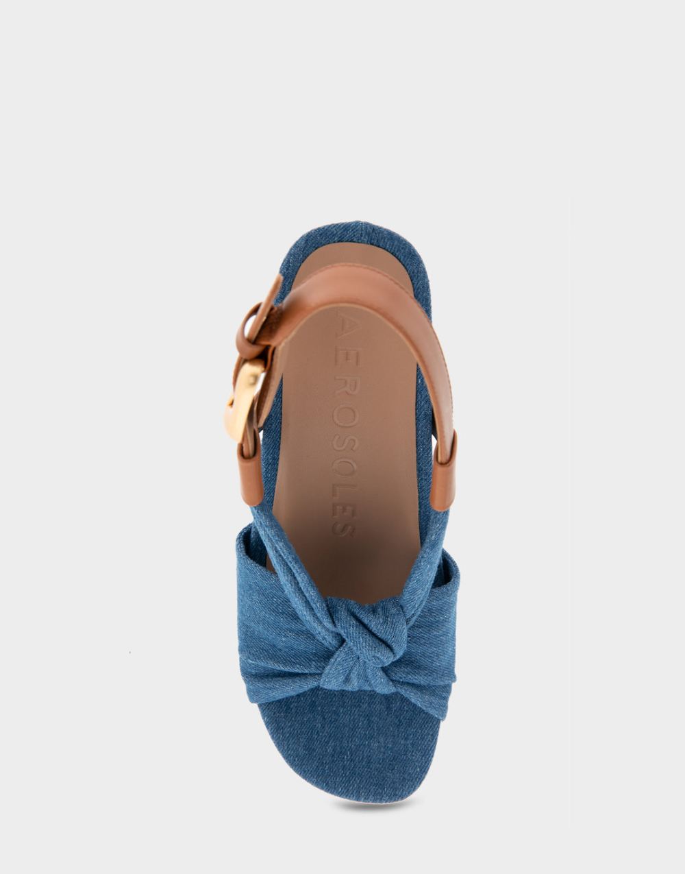 Women's | Miki Denim Fabric Knotted Buckled Footbed Wedge Sandal
