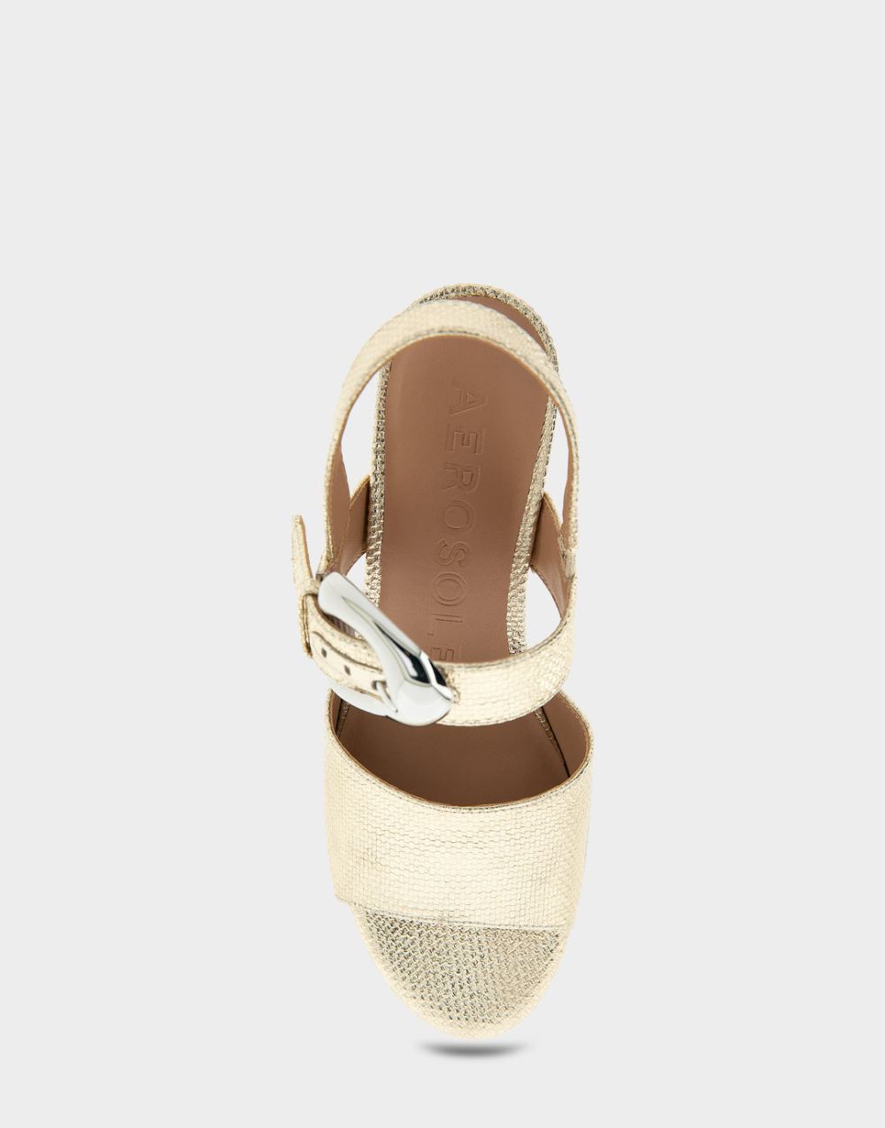 Women's | Chamber Soft Gold Canvas Faux Leather Quarter Strap Platform Sandal