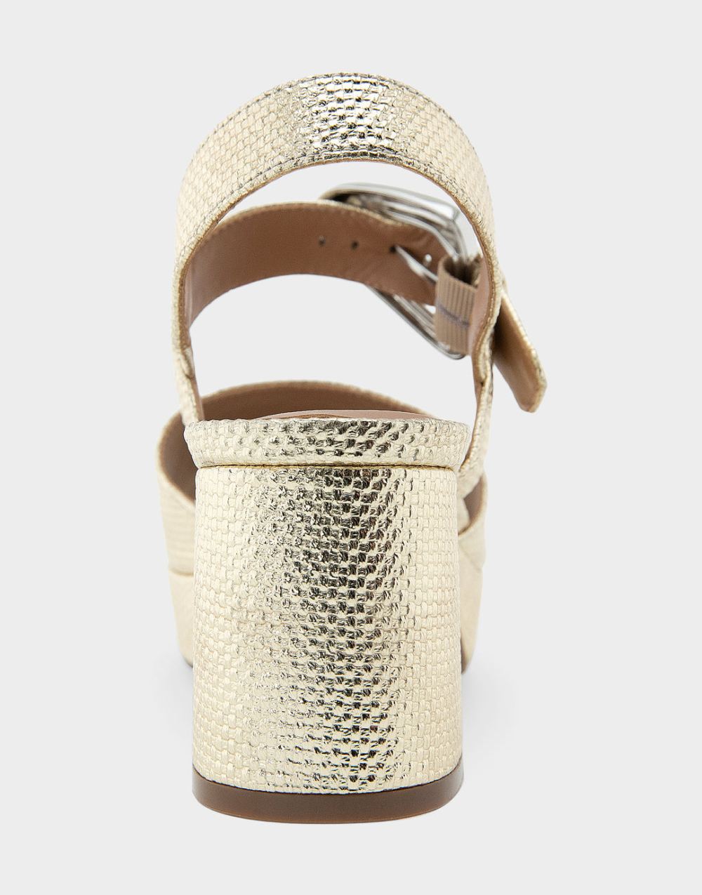 Women's | Chamber Soft Gold Canvas Faux Leather Quarter Strap Platform Sandal