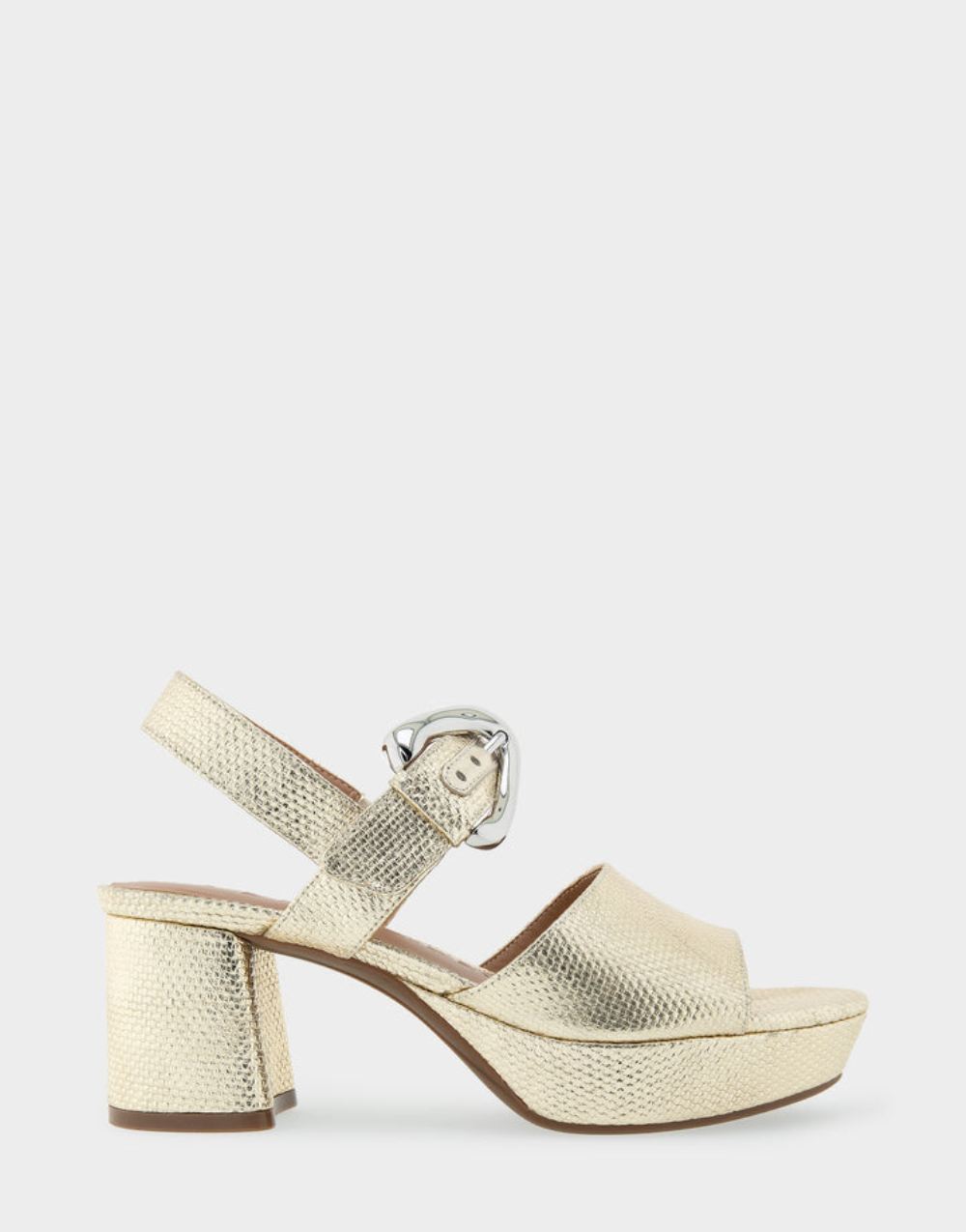 Women's | Chamber Soft Gold Canvas Faux Leather Quarter Strap Platform Sandal