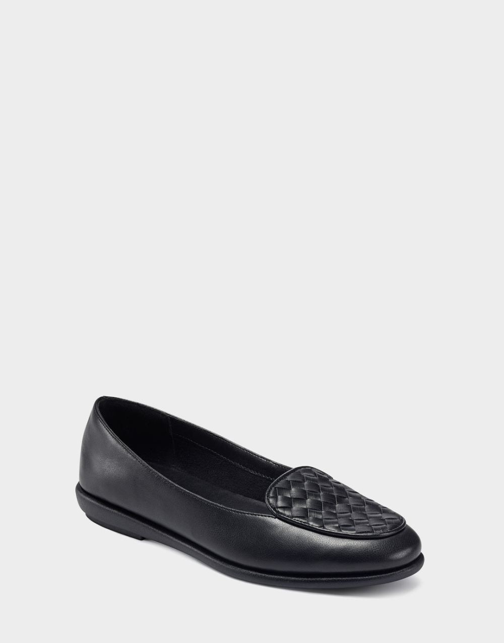 Women's | Black Faux Leather Loafer with Weaved Upper Brielle Women's | Black Faux Leather Loafer with Weaved Upper Brielle