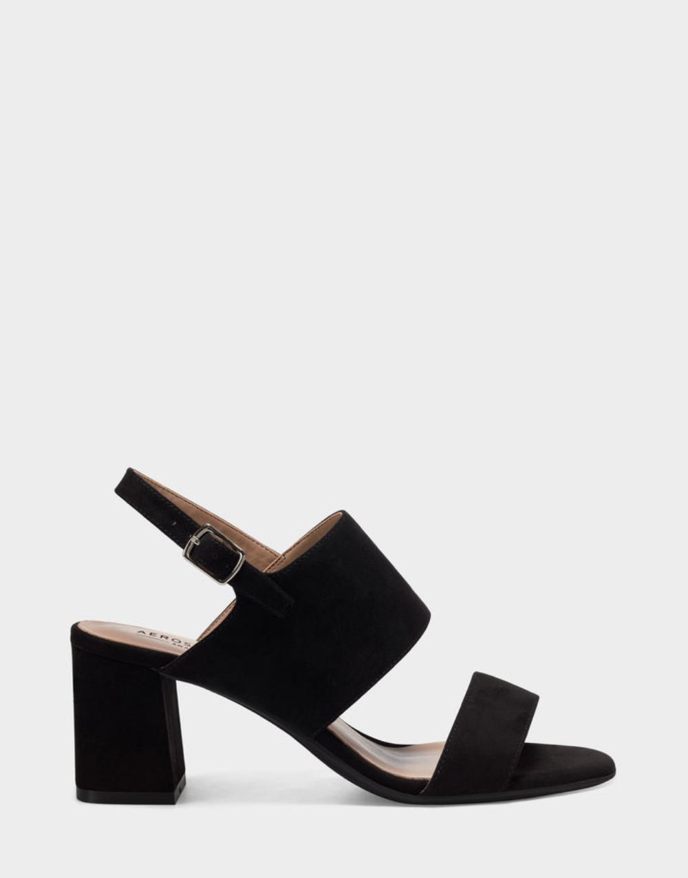 Women's | Emmex Black Faux Suede Heeled Sandal with Ankle Strap