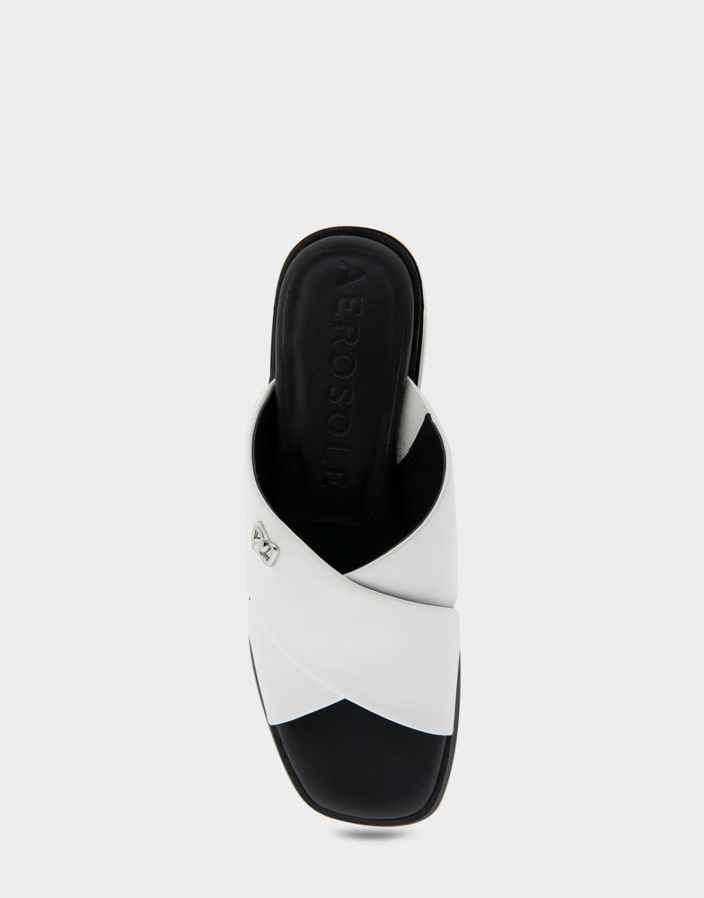 Women's | Duane White Faux Leather Crisscross Slip On Low Block Heel Sandal