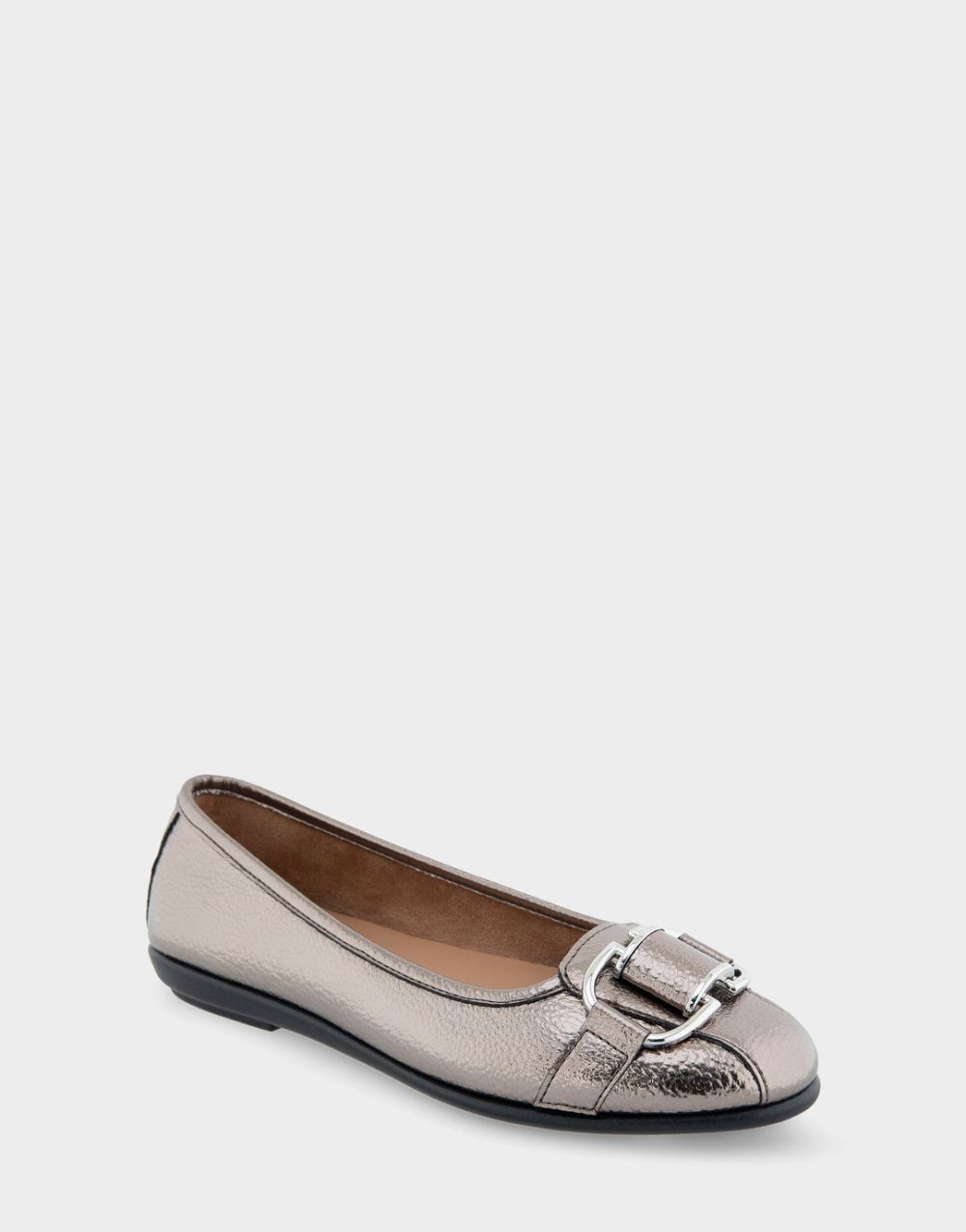 Women's | Bentley Pewter Faux Leather Ornamented Flat