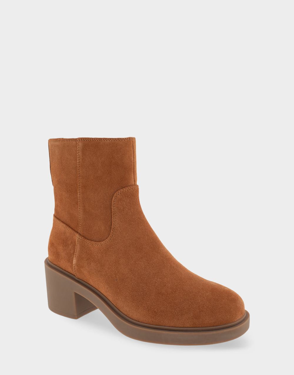 Women's | Garie Tan Genuine Suede Heeled Ankle Boot
