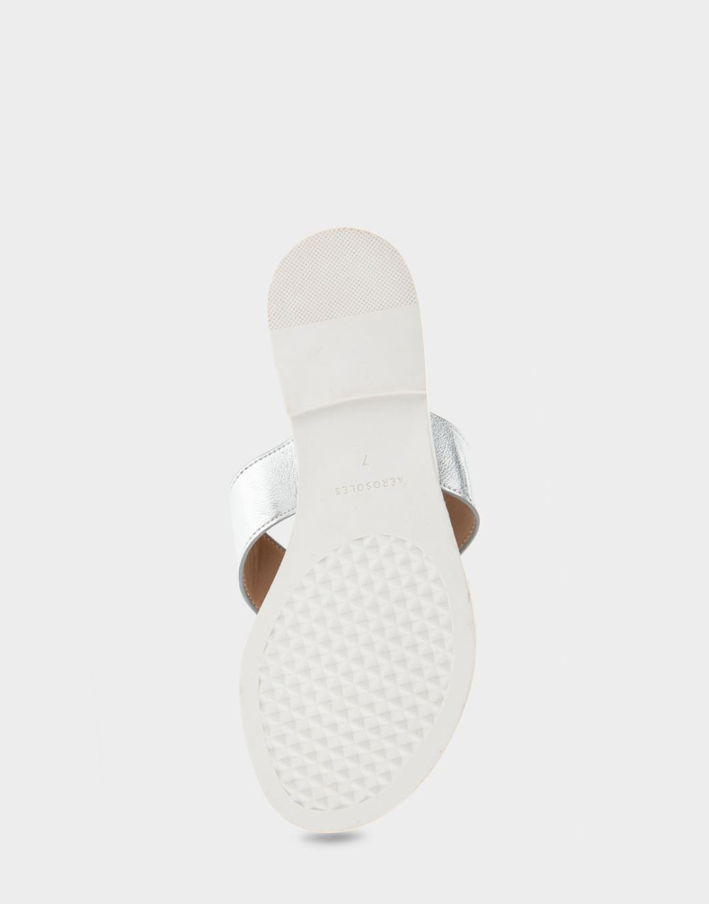 Women's | Galen Silver Faux Leather Ornamented Thong Sandal
