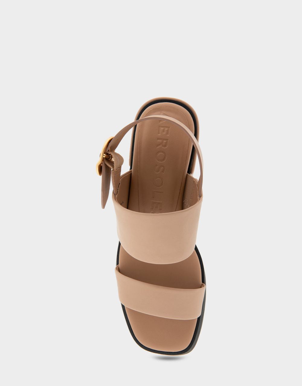 Women's | Dove Natural Faux Leather Banded Back Strap Low Block Heel Sandal