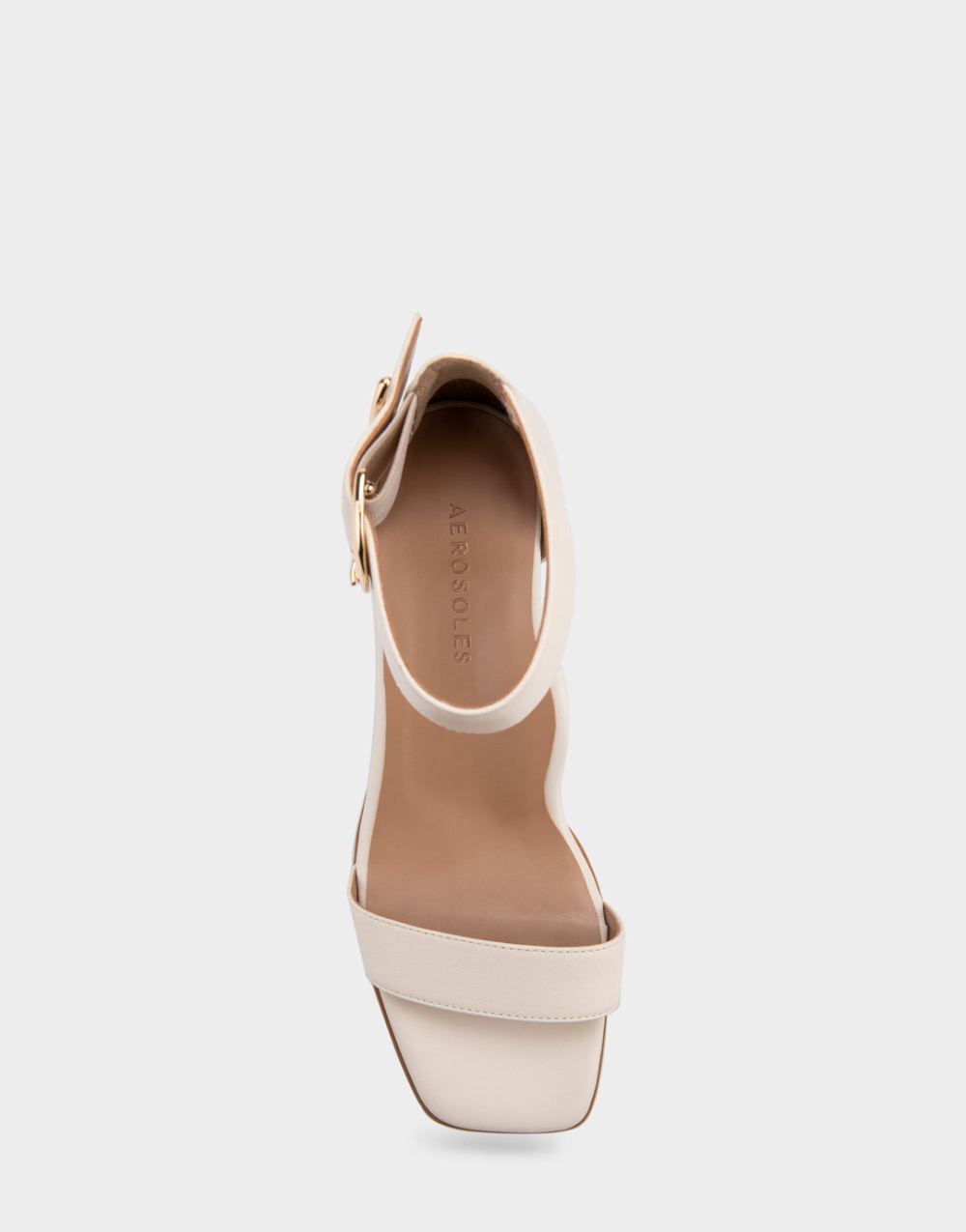Women's | Eliza White Genuine Leather Two Piece Mid Heel with Ankle Strap and Buckle