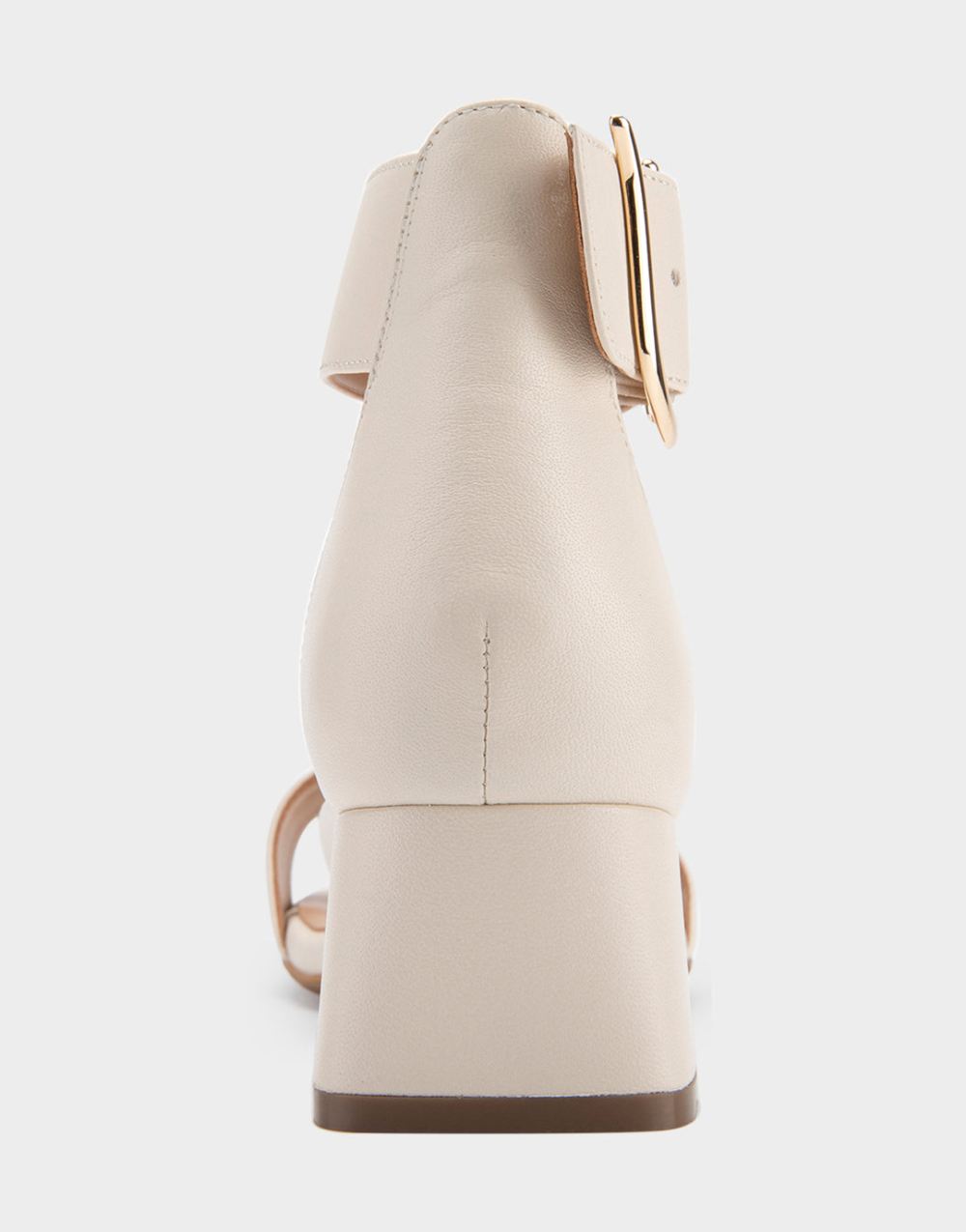 Women's | Eliza White Genuine Leather Two Piece Mid Heel with Ankle Strap and Buckle