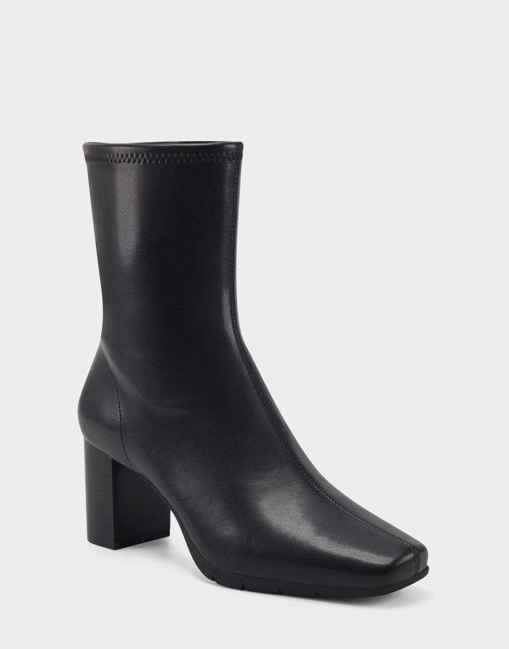 Women's | Black Faux Leather Square Toe Ankle Boot with Zipper Miley