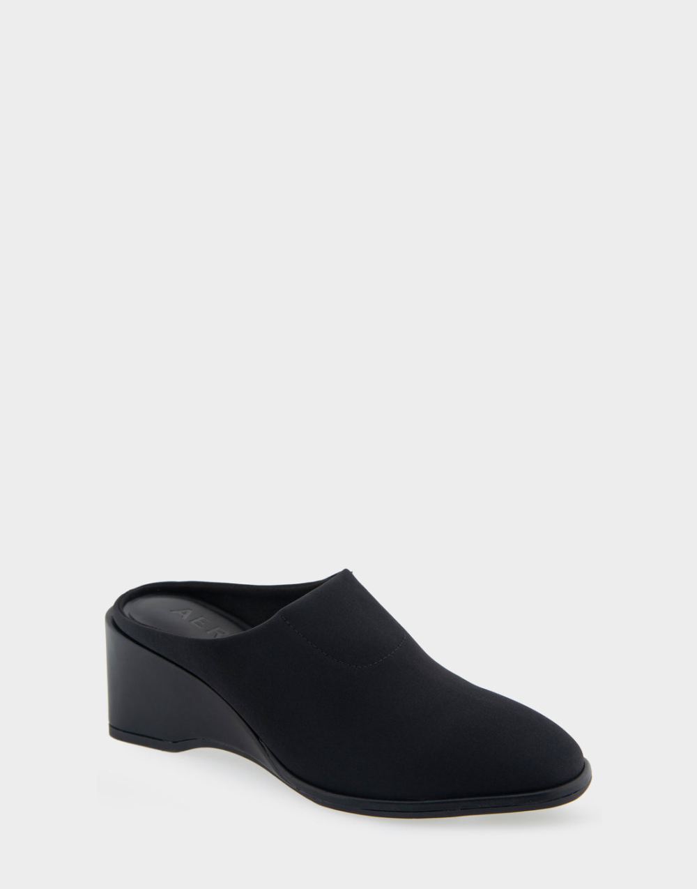 Women's | Aki Black Gabardine Fabric Wedge Mule