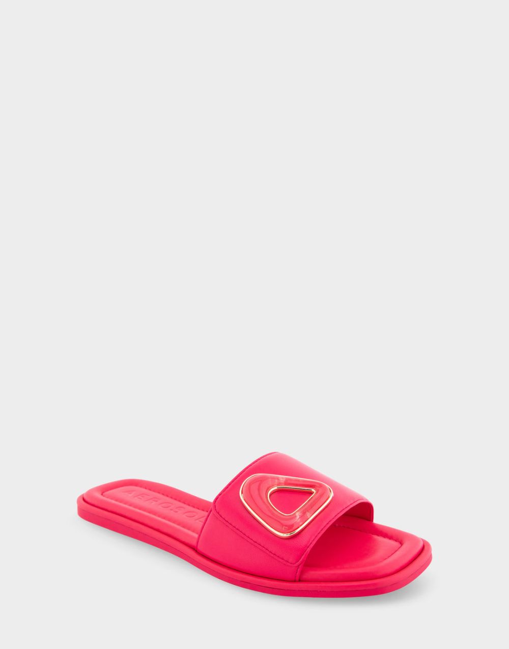 Women's | Blaire Virtual Pink Leather Ornamented Single Band Slide Sandal