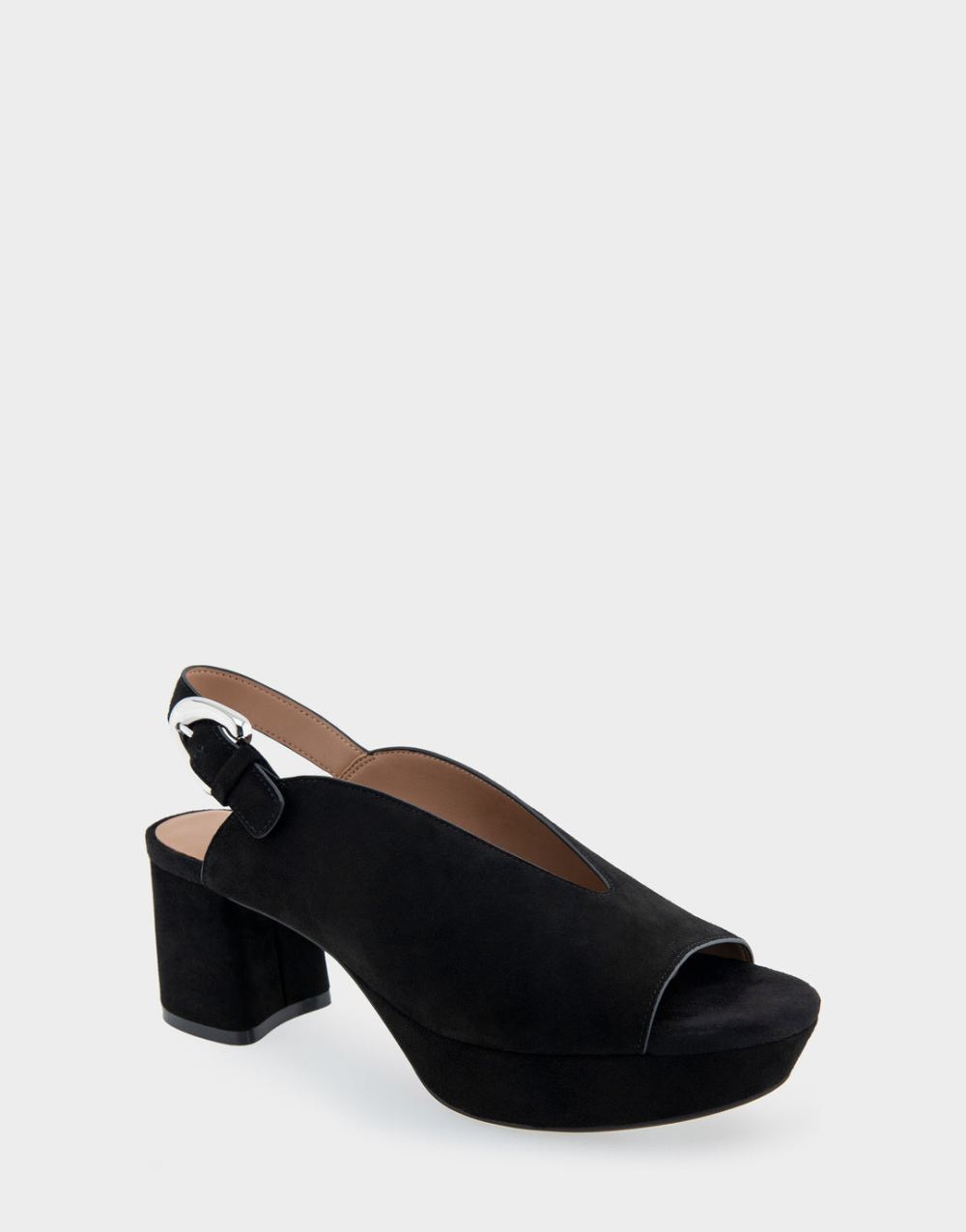 Women's | Cornelia Black Suede Peep Toe Platform Sandal