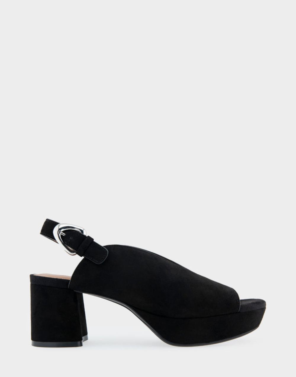 Women's | Cornelia Black Suede Peep Toe Platform Sandal