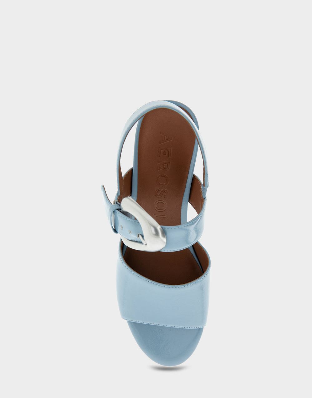 Women's | Chamber Dusty Blue Patent Faux Leather Quarter Strap Platform Sandal