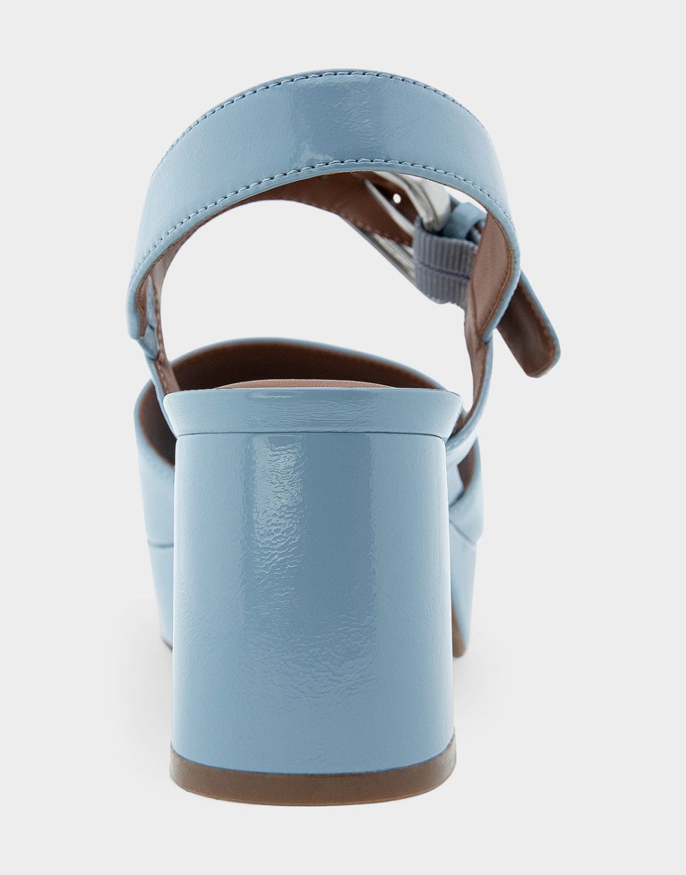 Women's | Chamber Dusty Blue Patent Faux Leather Quarter Strap Platform Sandal