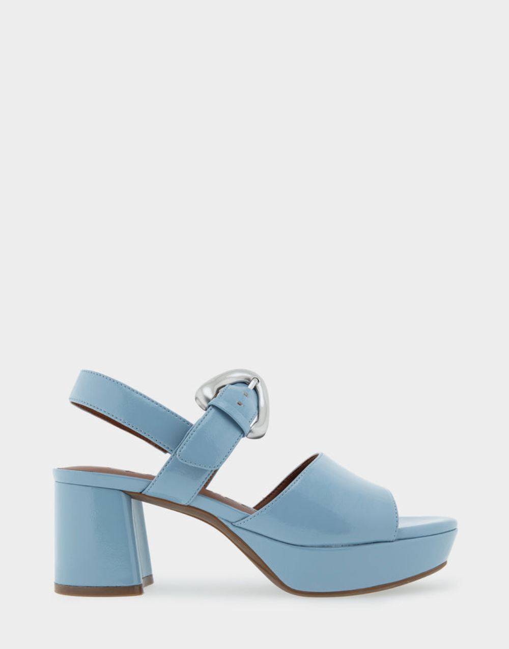 Women's | Chamber Dusty Blue Patent Faux Leather Quarter Strap Platform Sandal
