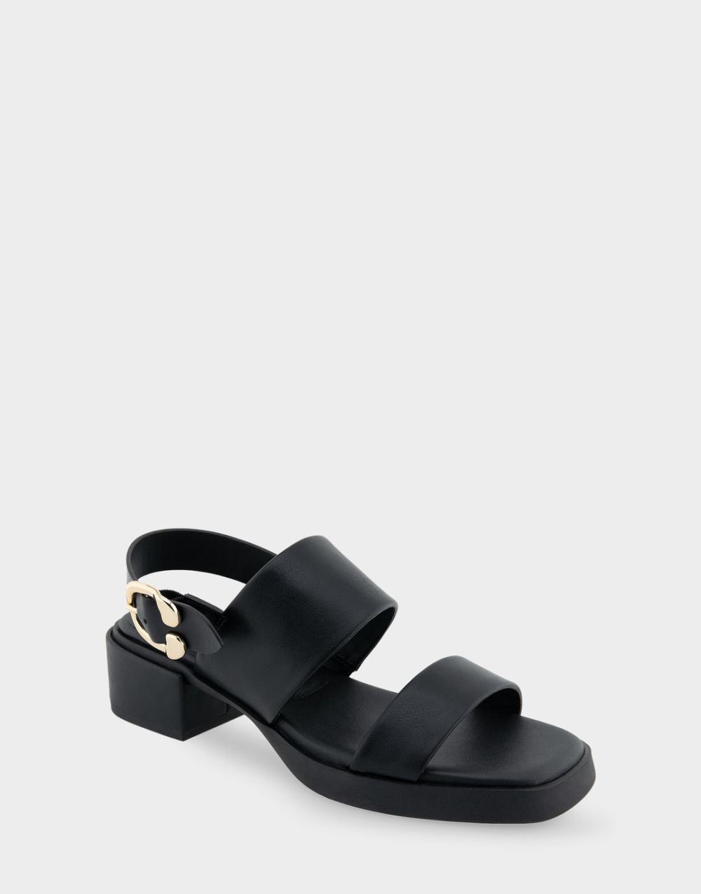 Women's | Dove Black Faux Leather Banded Back Strap Low Block Heel Sandal
