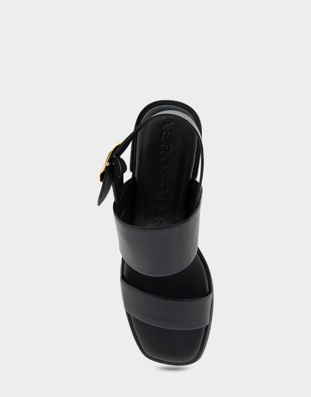Women's | Dove Black Faux Leather Banded Back Strap Low Block Heel Sandal