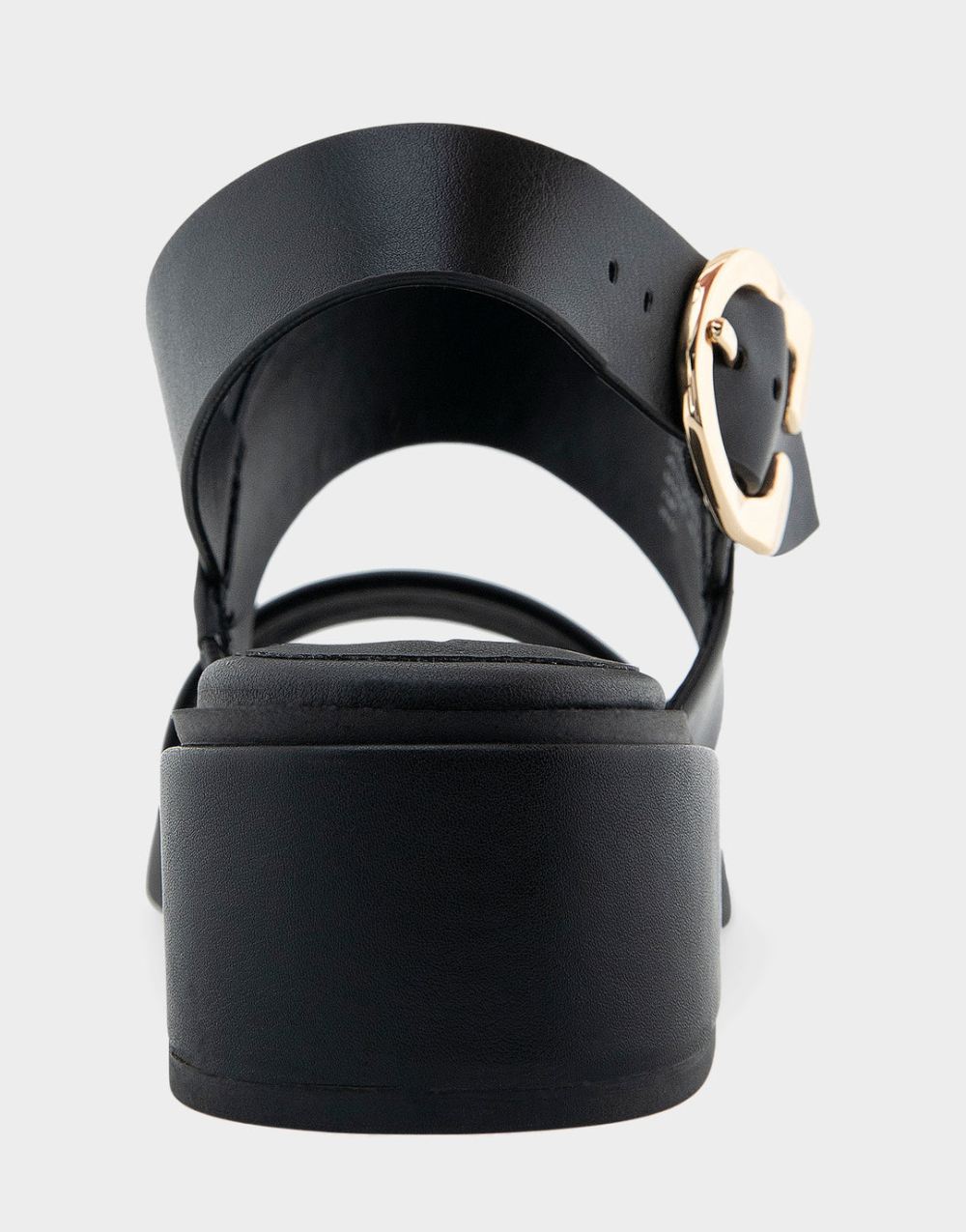 Women's | Dove Black Faux Leather Banded Back Strap Low Block Heel Sandal