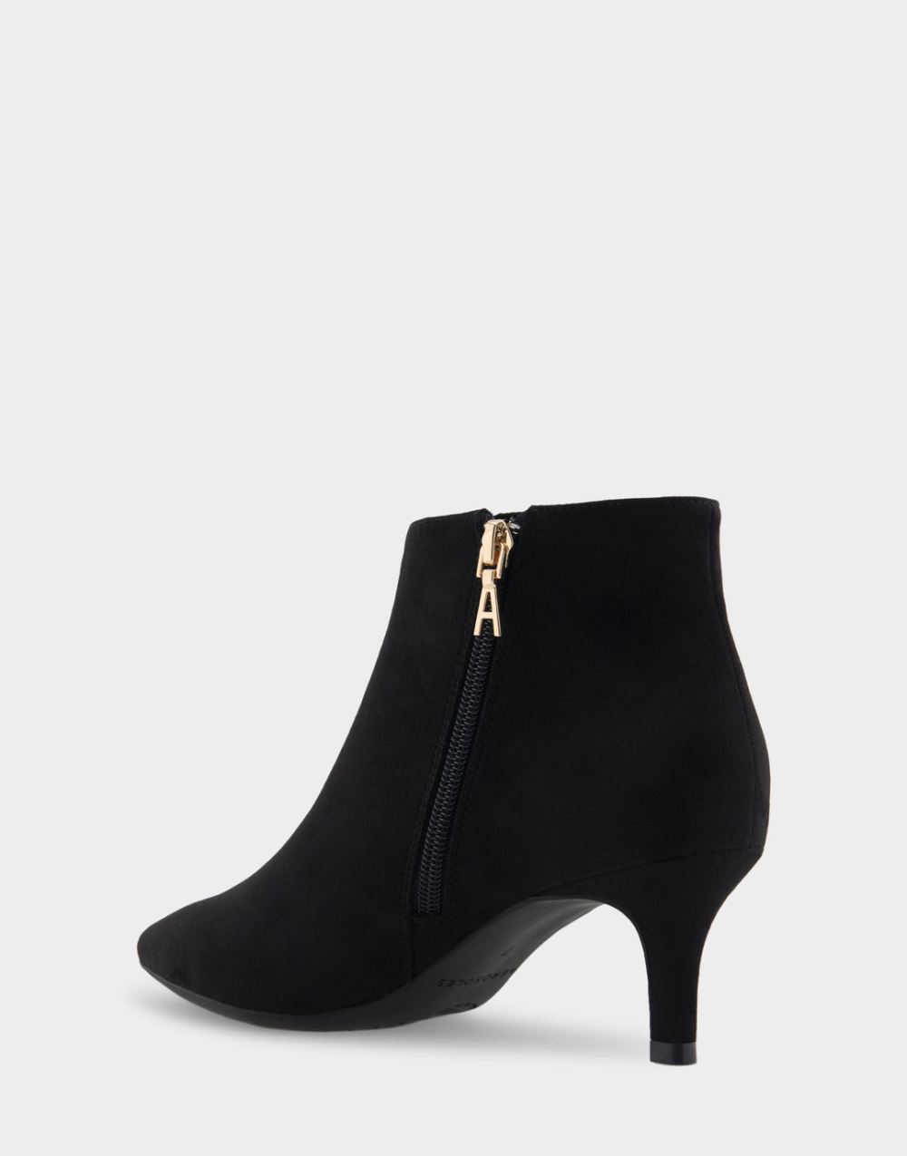 Women's | Edith Black Faux Suede Kitten Heel Ankle Boot