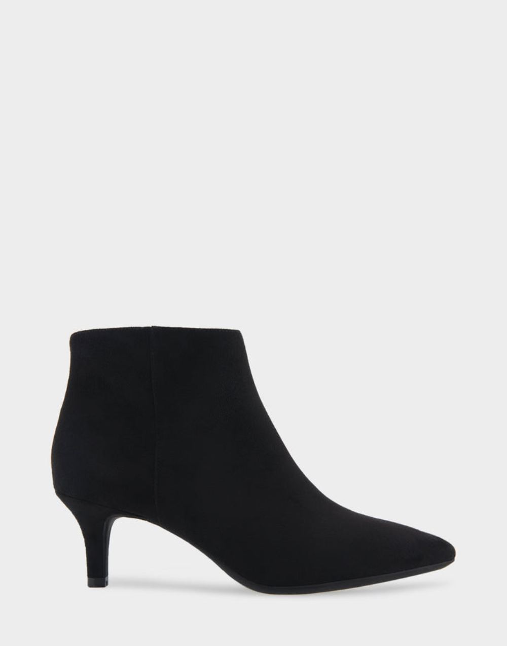 Women's | Edith Black Faux Suede Kitten Heel Ankle Boot