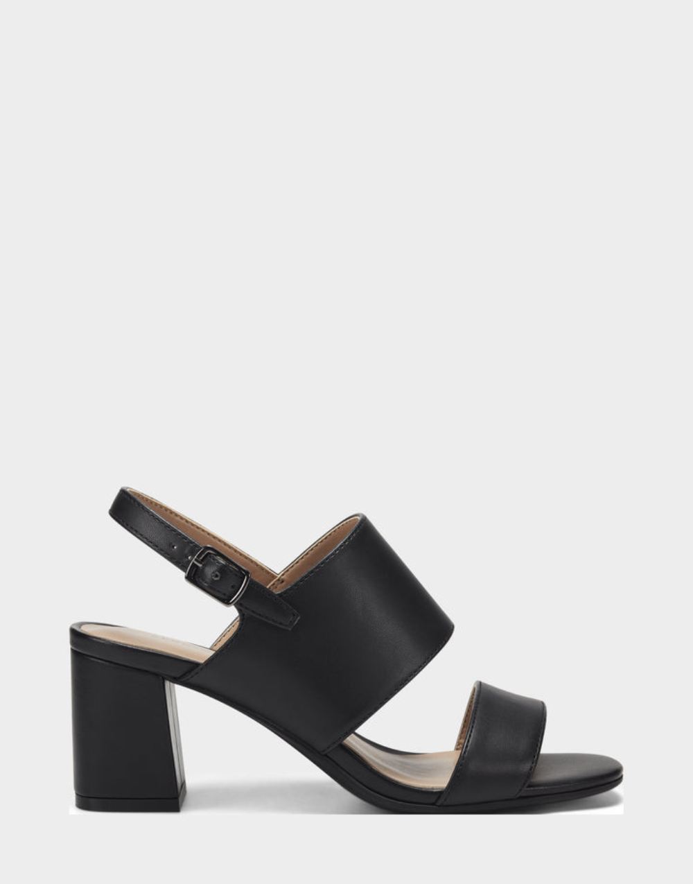 Women's | Emmex Black Faux Leather Heeled Sandal with Ankle Strap