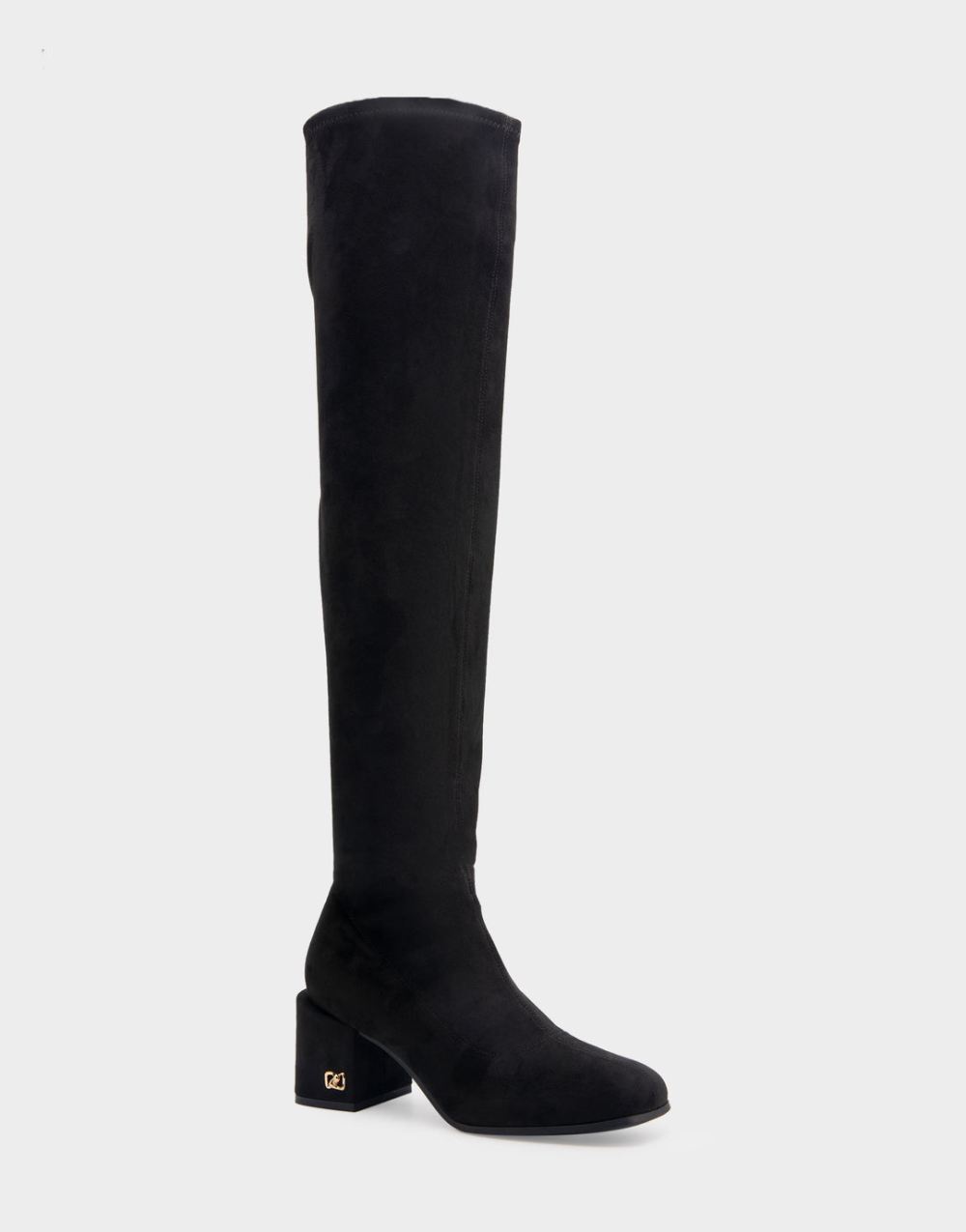 Women's | Oreti Black Stretch Faux Suede Block Heel Over The Knee Boot